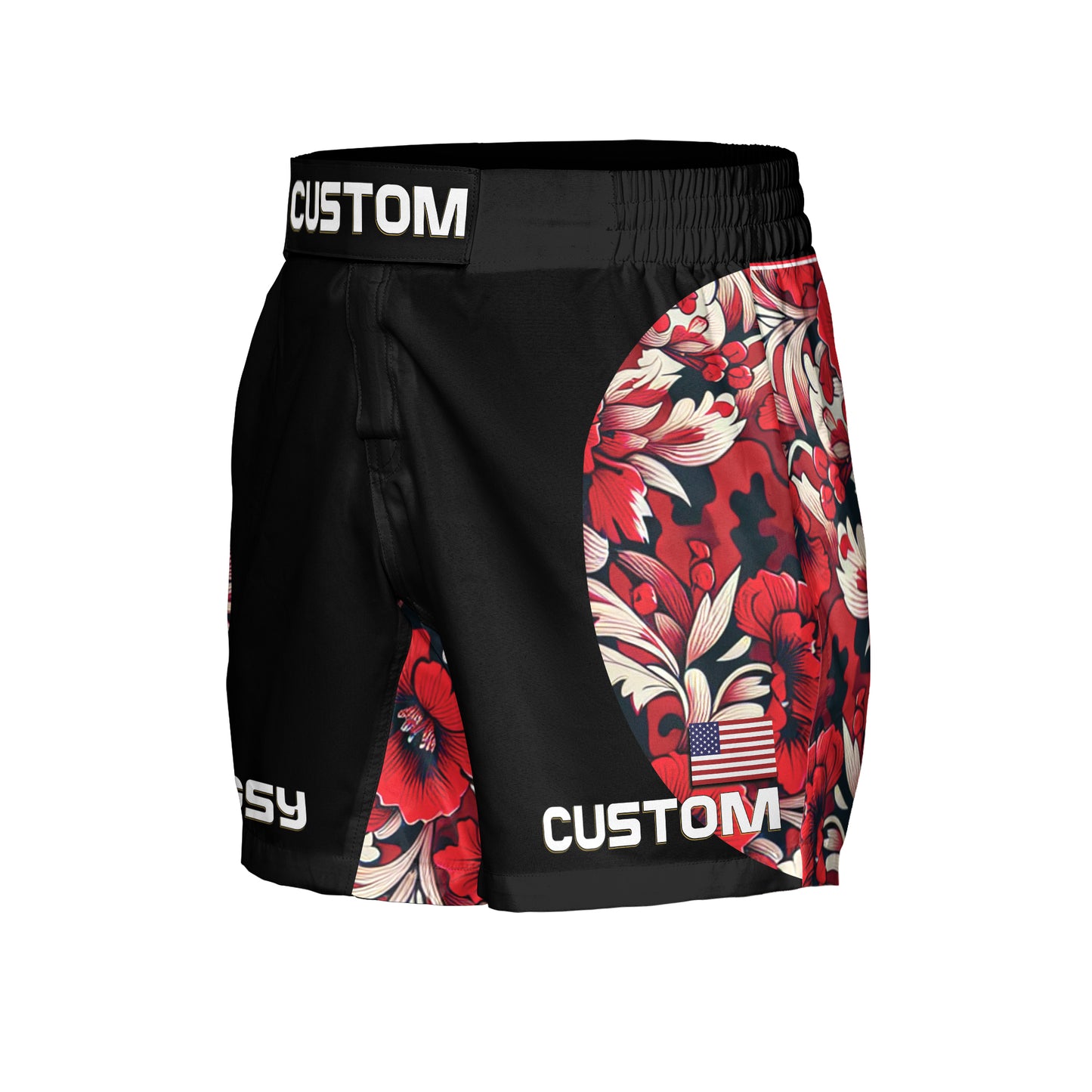 Custom MMA Shorts - Red Floral