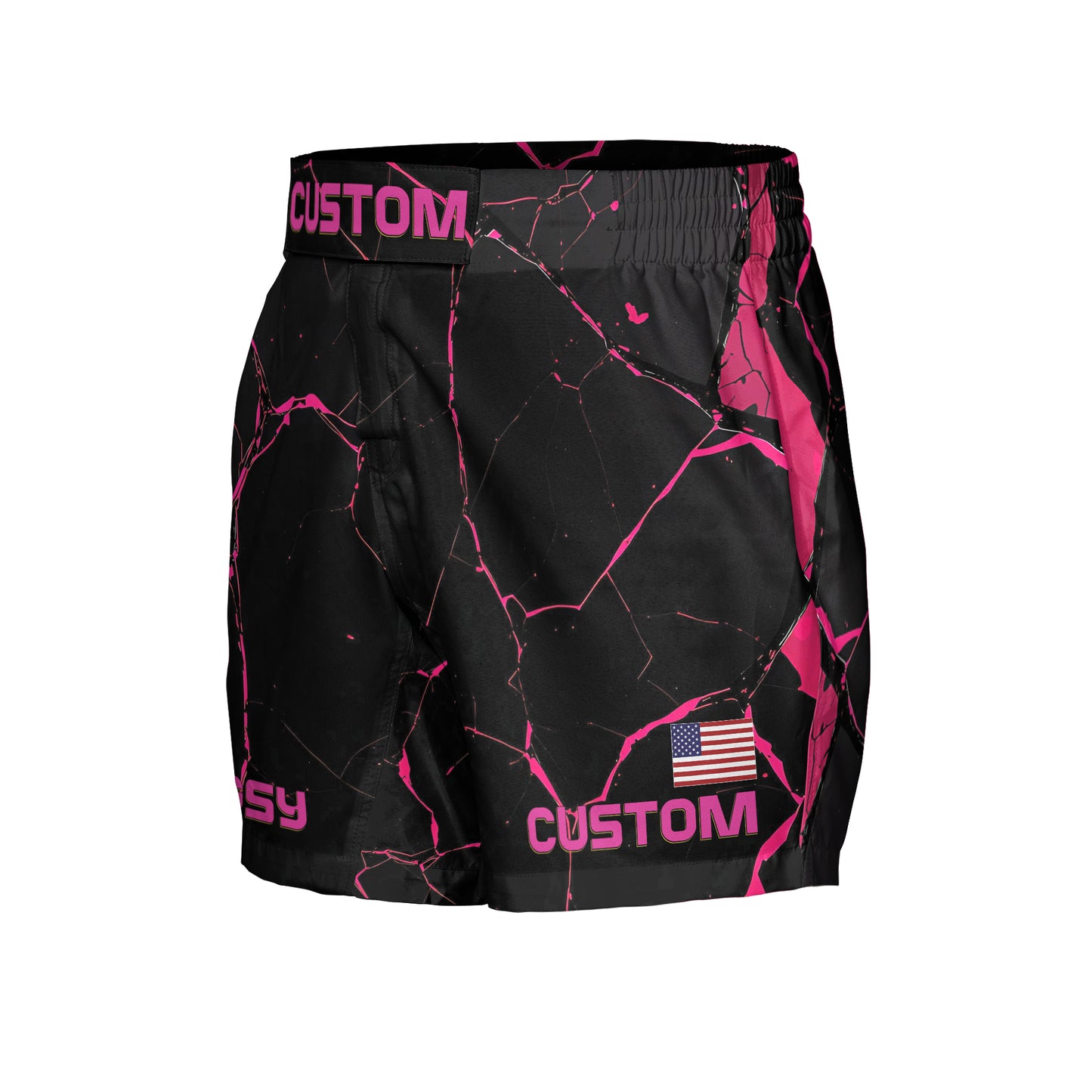 Custom MMA Shorts - Pink Black Kintsugi