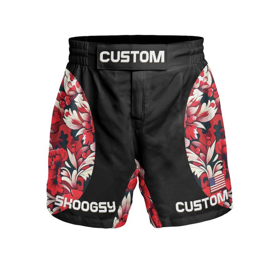 Custom MMA Shorts - Red Floral