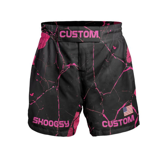 Custom MMA Shorts - Pink Black Kintsugi