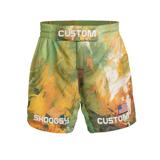 Custom MMA Shorts - Green Abstract