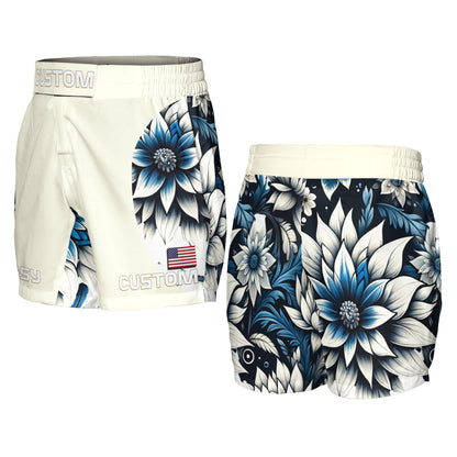 Custom MMA Shorts - Blue Floral