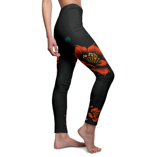 Orange Berry Flower Leggings