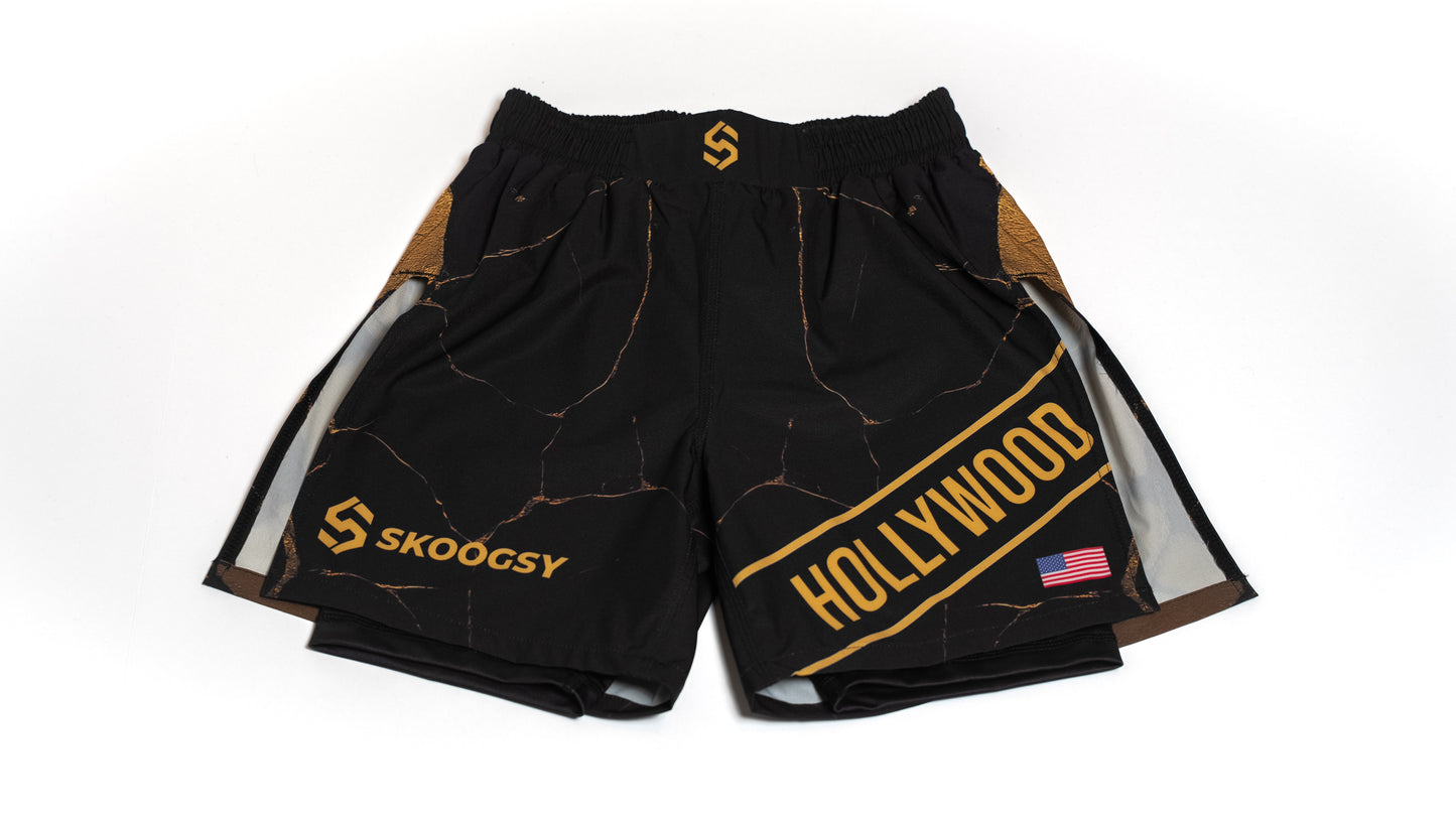 Custom Gladiator Shorts – Black/Gold