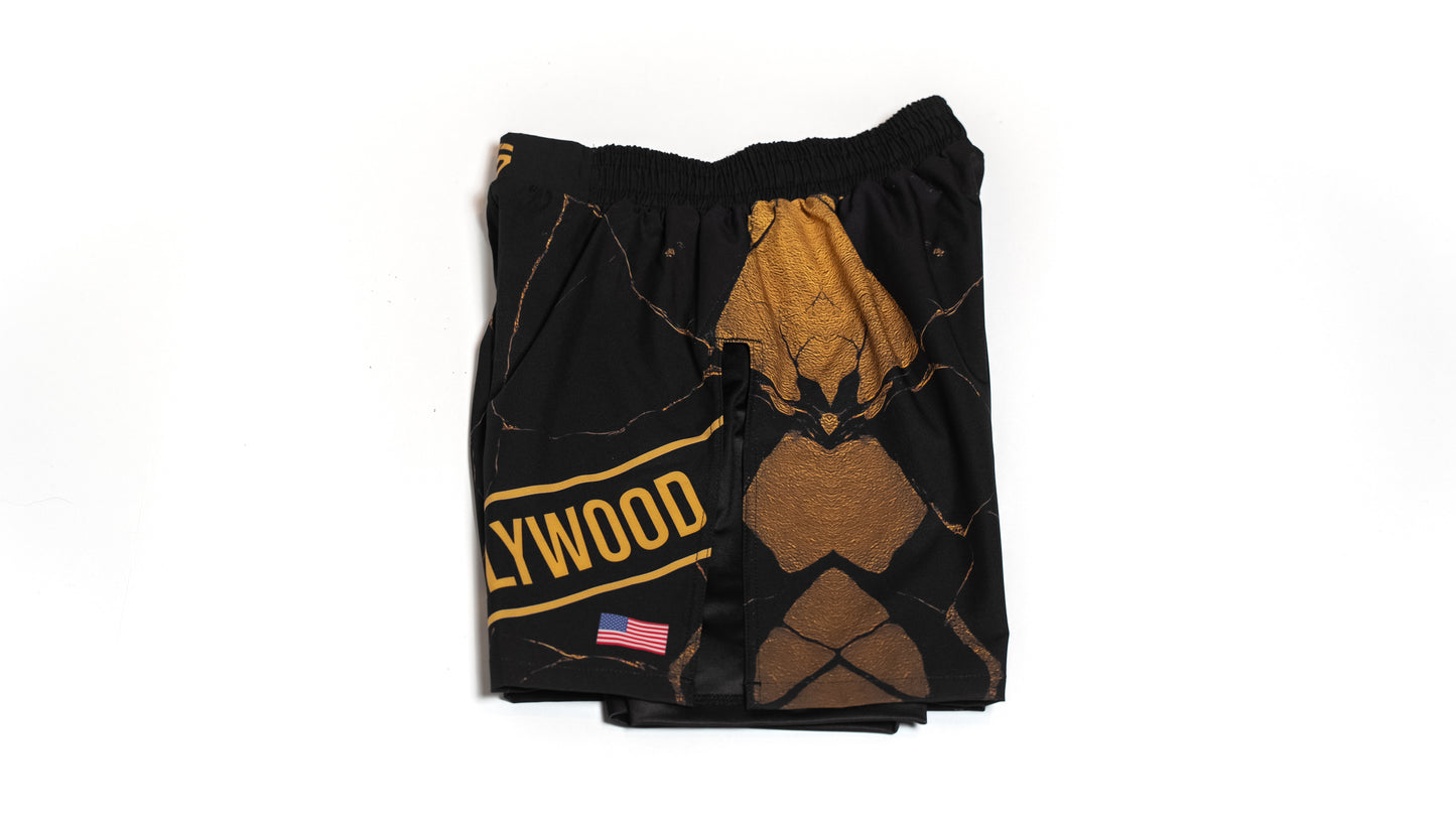 Custom Gladiator Shorts – Black/Gold