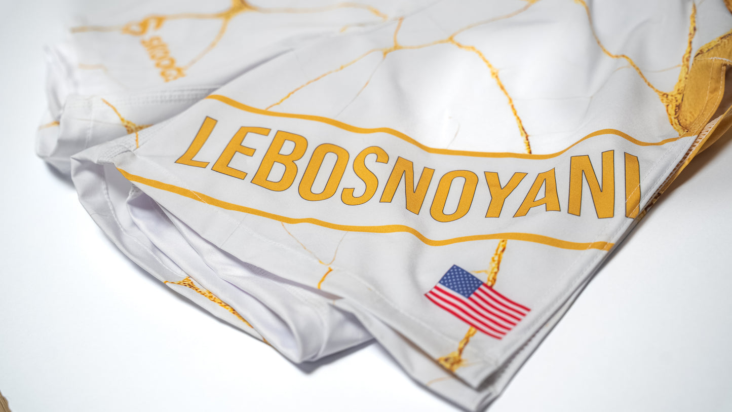 Custom Gladiator Shorts – White/Gold