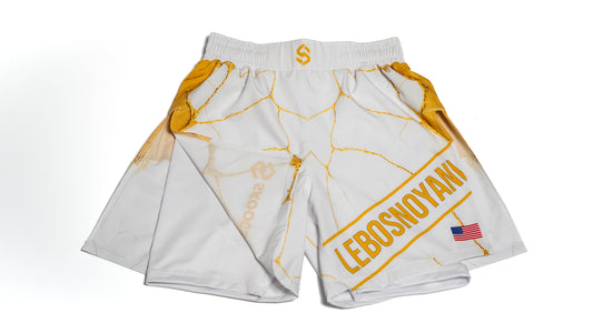 Custom Gladiator Shorts – White/Gold