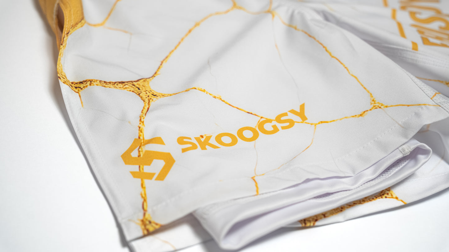 Custom Gladiator Shorts – White/Gold