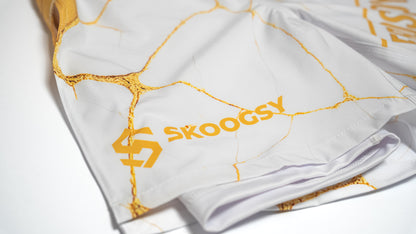 Custom Gladiator Shorts – White/Gold