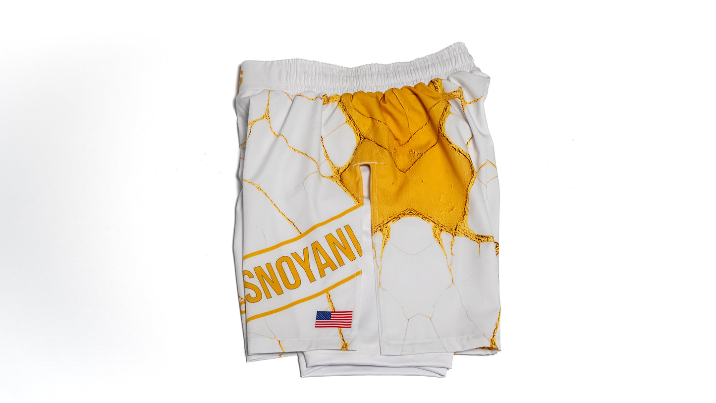 Custom Gladiator Shorts – White/Gold
