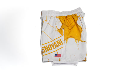 Custom Gladiator Shorts – White/Gold