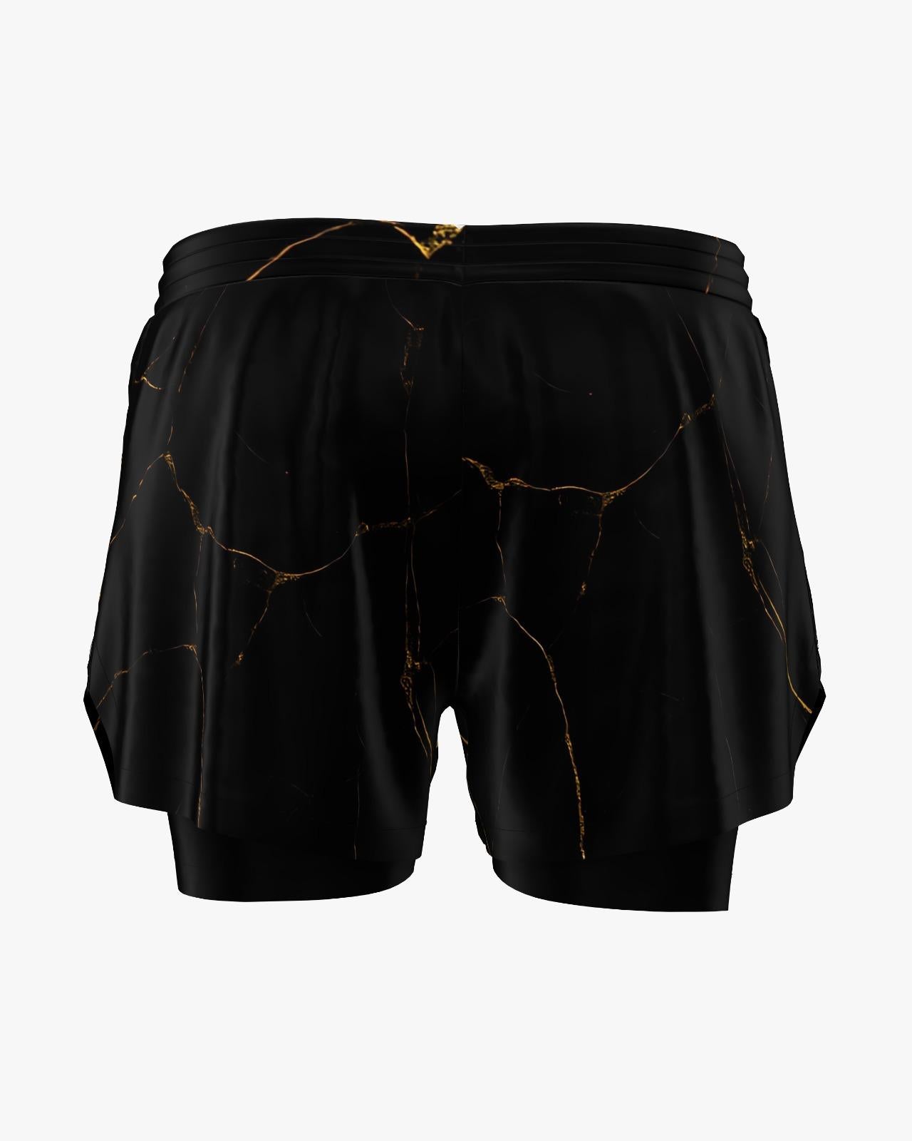 Custom 2-in-1 Shorts - Black/Gold (Female)