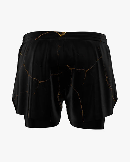 Custom 2-in-1 Shorts - Black/Gold (Female)