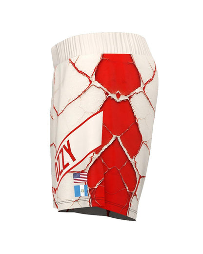 Custom Fight Shorts - Offwhite/Red