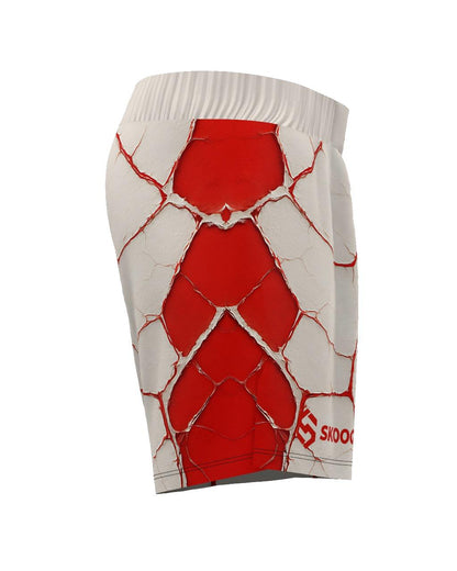 Custom Fight Shorts - Offwhite/Red
