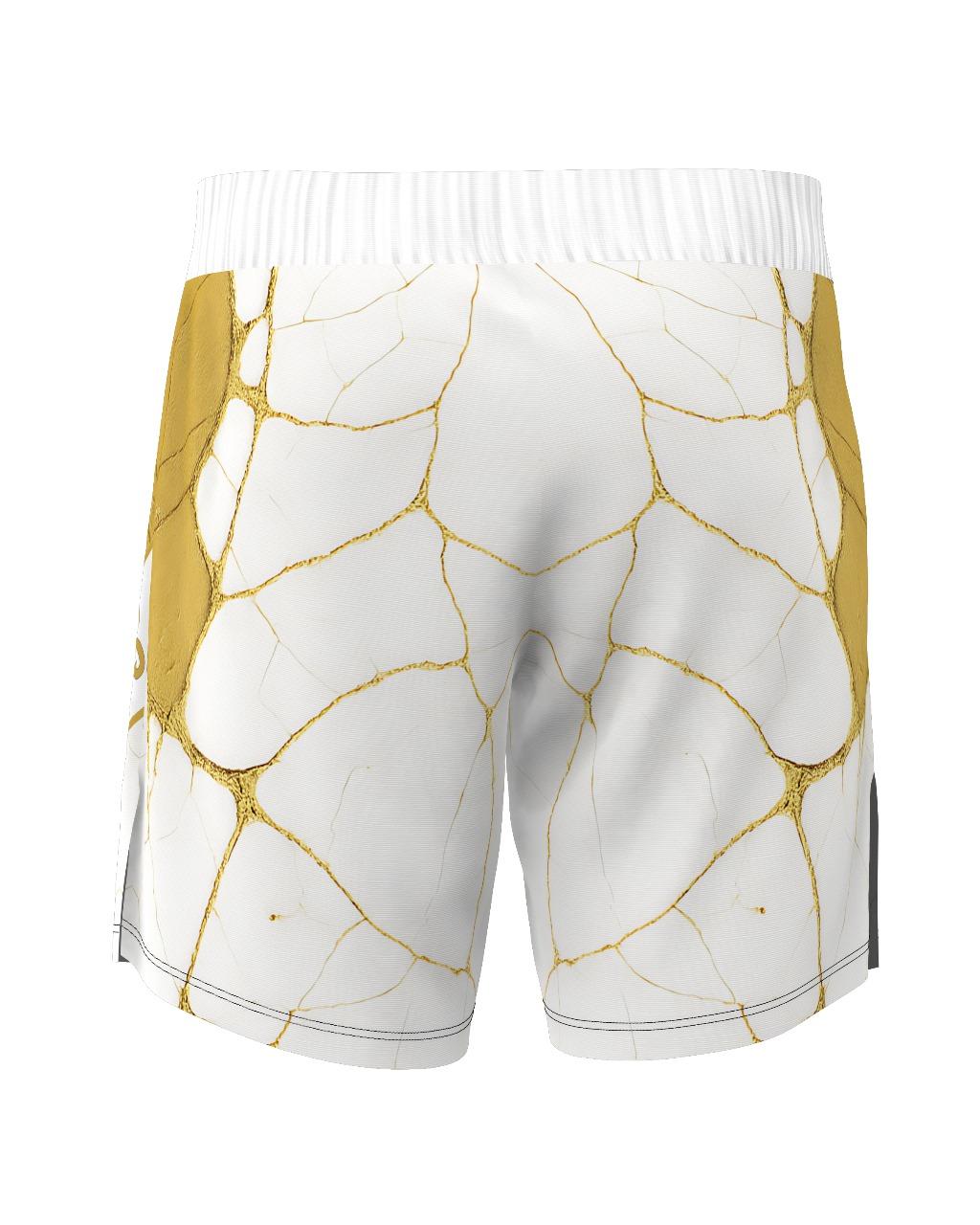 Custom Fight Shorts - White/Gold