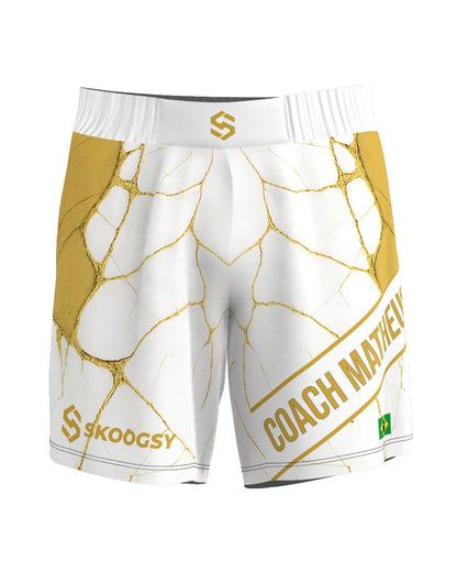 Custom Fight Shorts - White/Gold