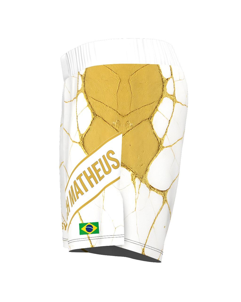 Custom Fight Shorts - White/Gold