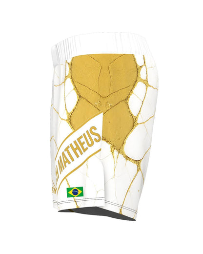 Custom Fight Shorts - White/Gold