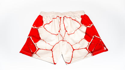 Custom Fight Shorts - Offwhite/Red