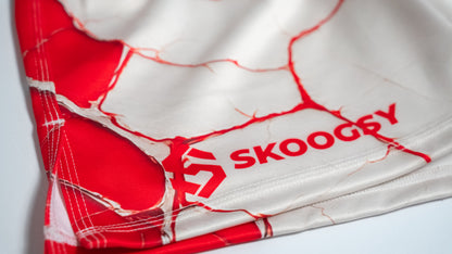 Custom Fight Shorts - Offwhite/Red