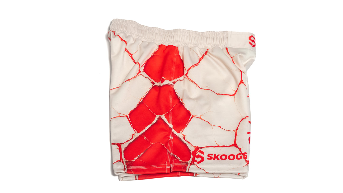 Custom Fight Shorts - Offwhite/Red