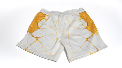 Custom Fight Shorts - White/Gold