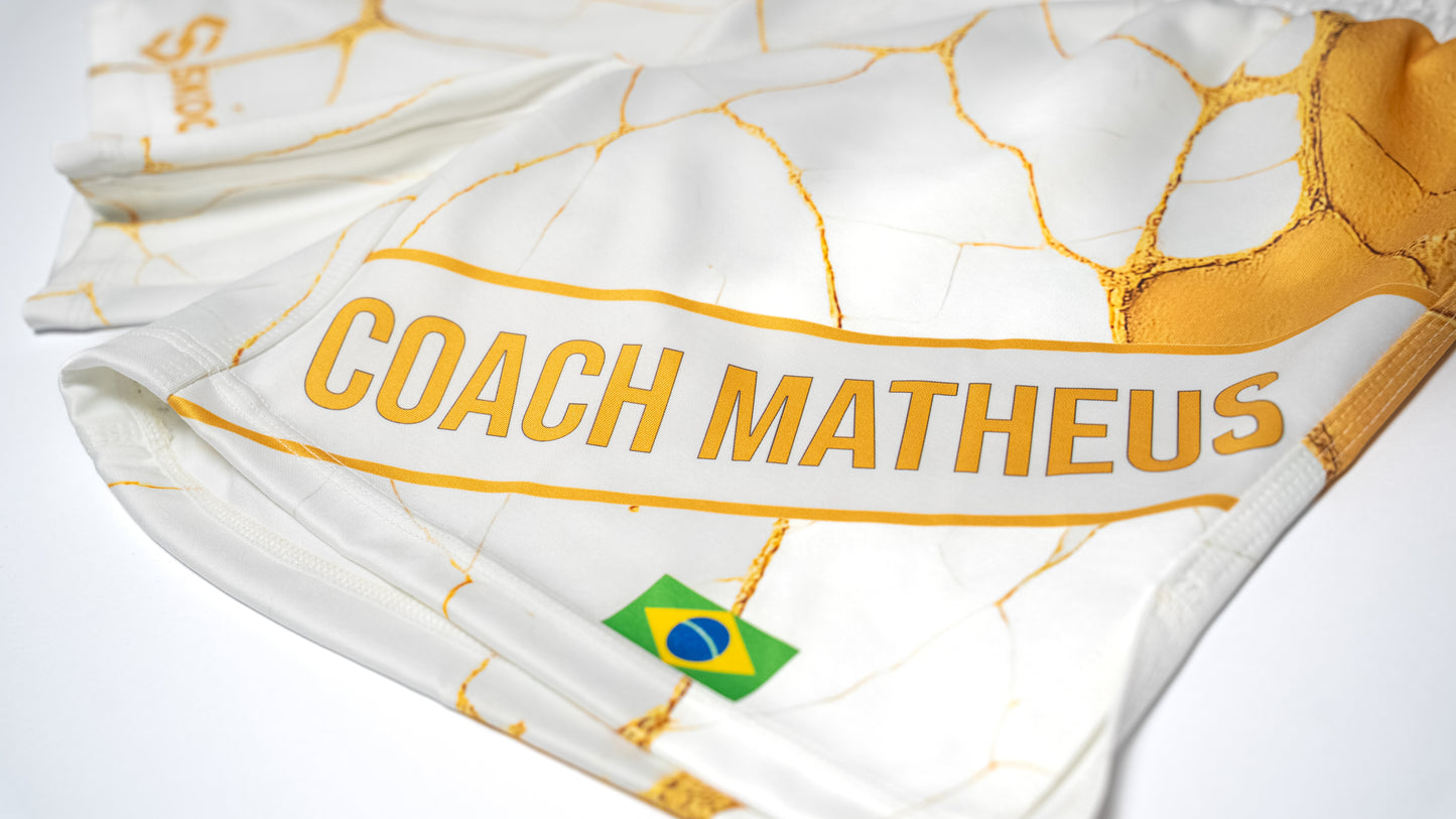 Custom Fight Shorts - White/Gold