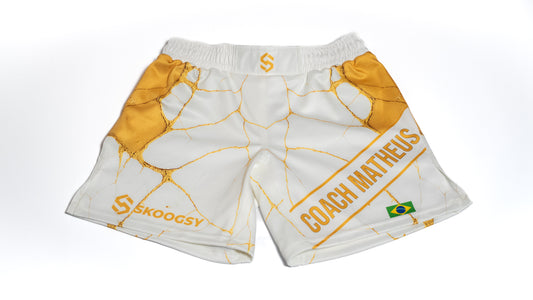 Custom Fight Shorts - White/Gold