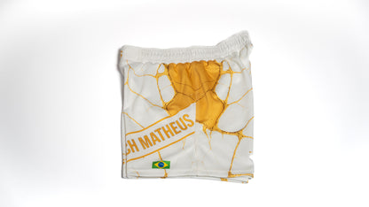 Custom Fight Shorts - White/Gold
