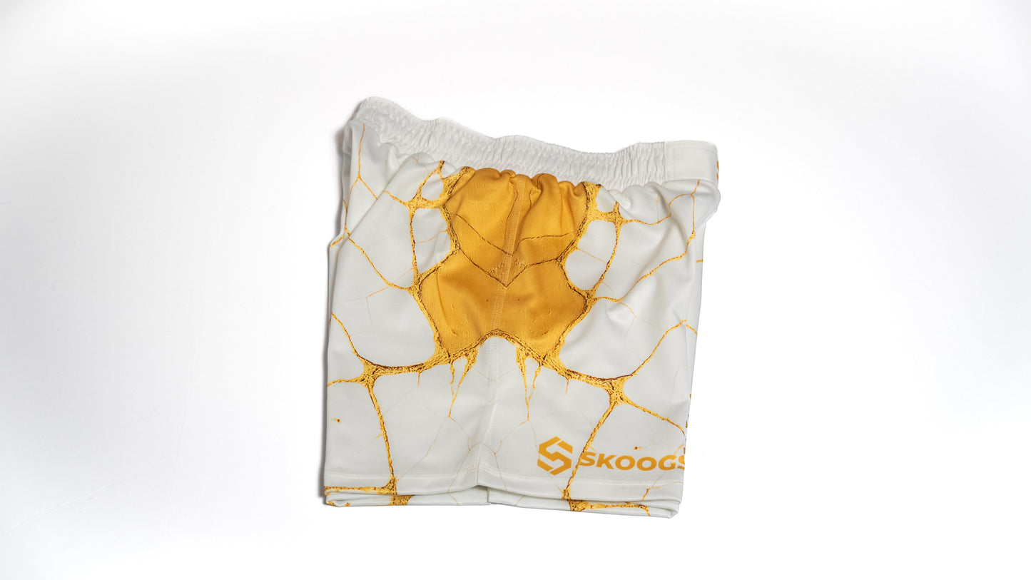 Custom Fight Shorts - White/Gold