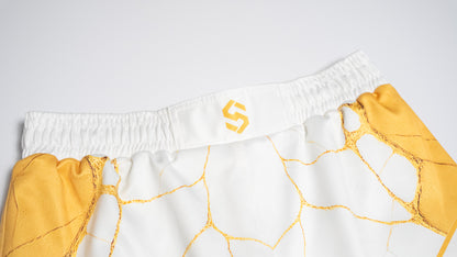 Custom Fight Shorts - White/Gold