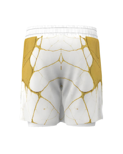 Custom Gladiator Shorts – White/Gold