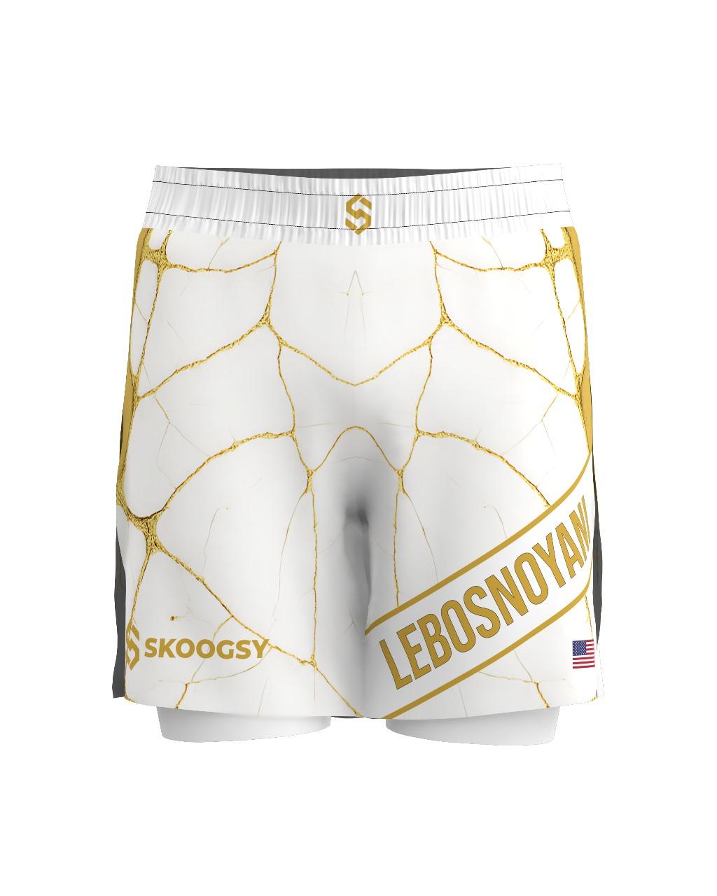 Custom Gladiator Shorts – White/Gold