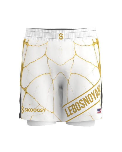 Custom Gladiator Shorts – White/Gold
