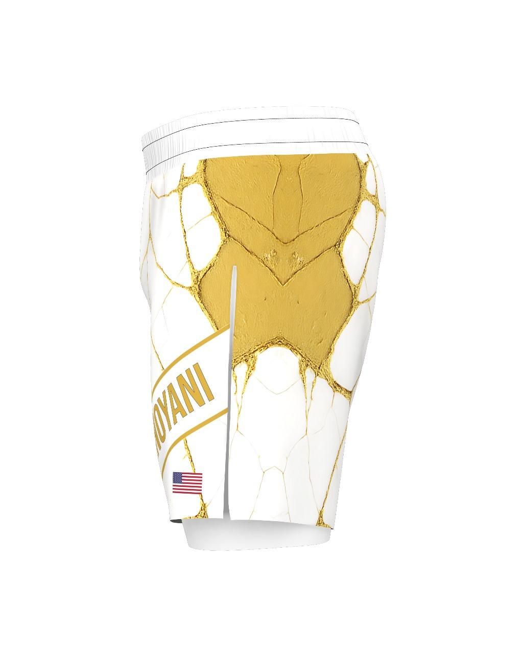 Custom Gladiator Shorts – White/Gold