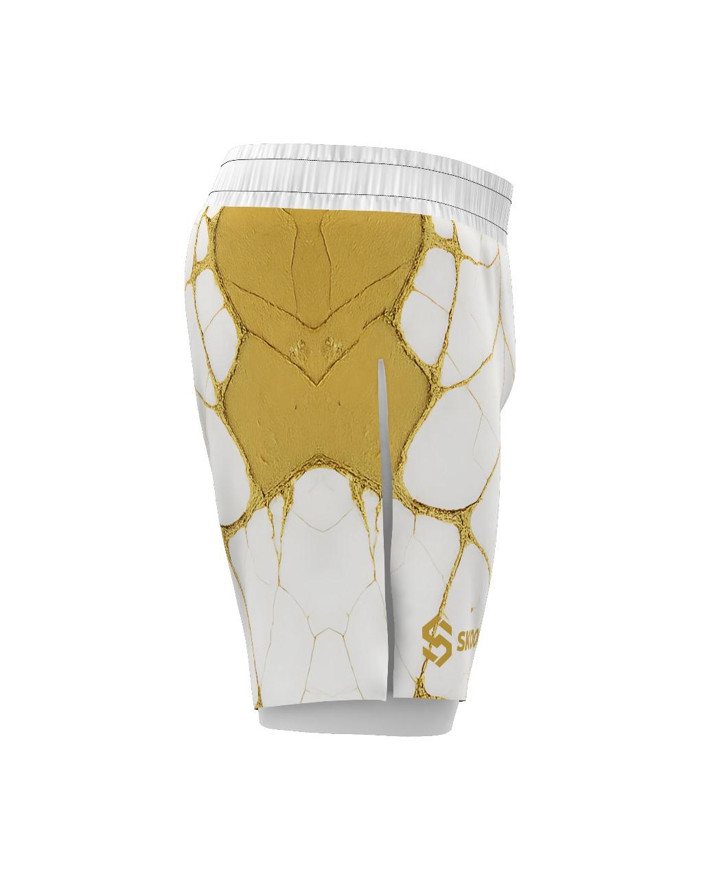 Custom Gladiator Shorts – White/Gold