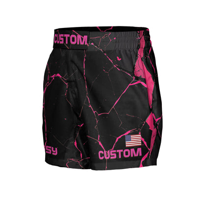 Custom MMA Shorts - Pink Black Kintsugi
