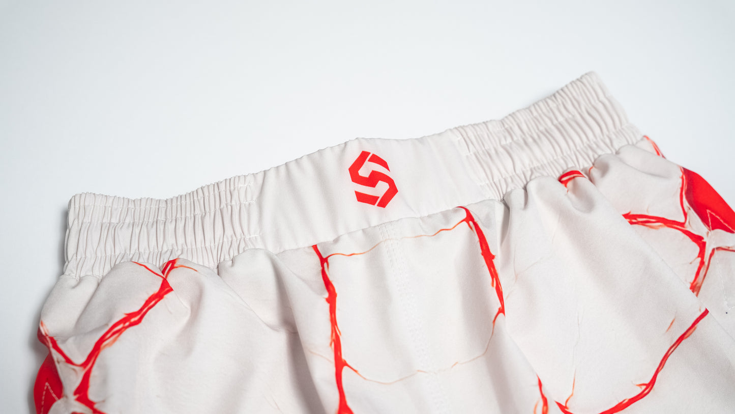 Custom Gladiator Shorts - Offwhite/Red