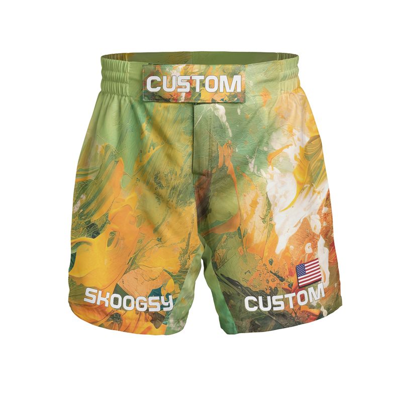Green Abstract Fight Shorts (Customizable)